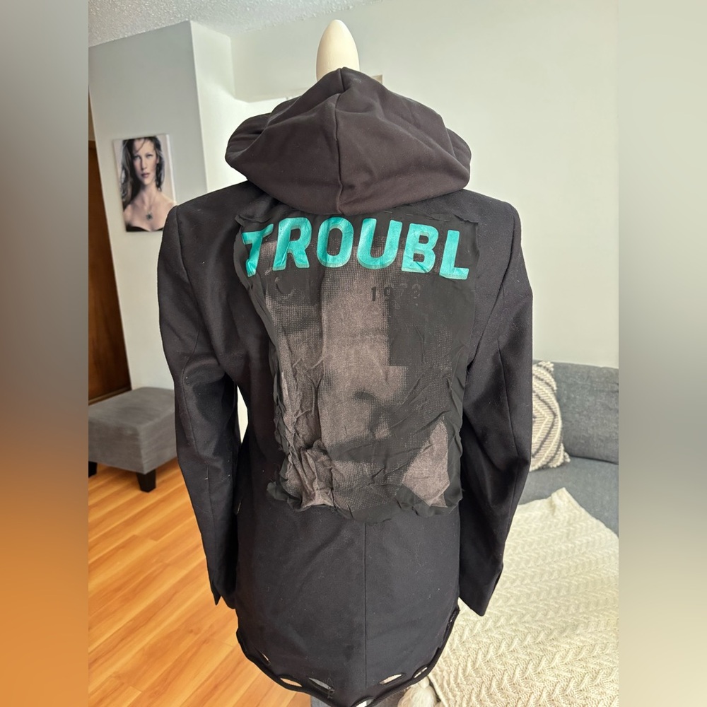 Diesel Black Bomber Jacket with Teal Lettering